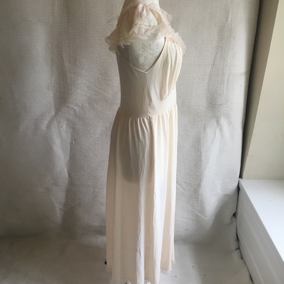 Vintage 70s Boho Festival Long Maxi Lace Trim Gown - Picture 4 of 8